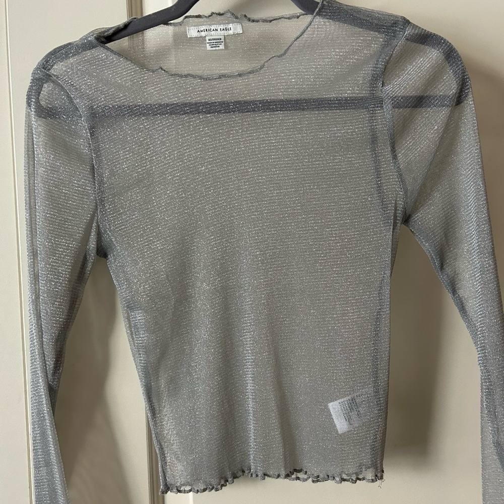 Sparkly Sheer American Eagle Long Sleeve Top